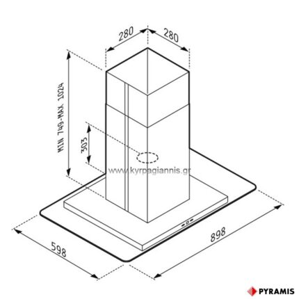 ΑΠΟΡΡΟΦΗΤΗΡΑΣ CIELO 90cm οροφής PYRAMIS