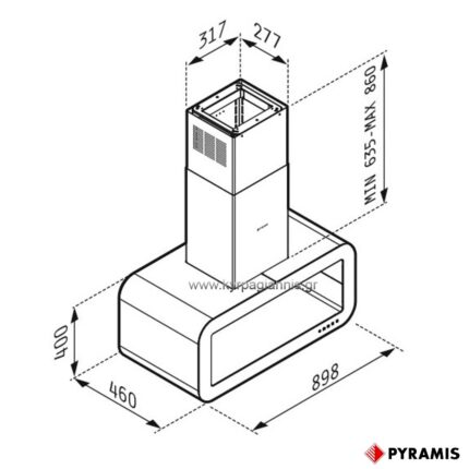 ΑΠΟΡΡΟΦΗΤΗΡΑΣ οροφής CORSO 90cm ELEGANT PYRAMIS