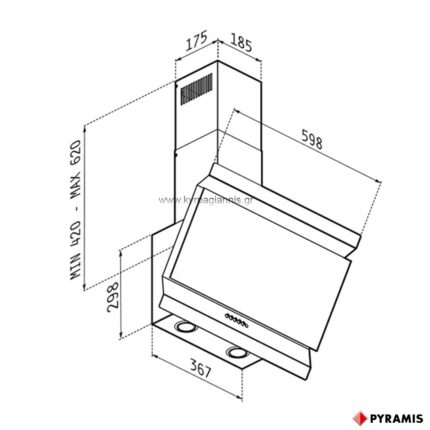ΑΠΟΡΡΟΦΗΤΗΡΑΣ ELEGANTO 60cm PYRAMIS τοίχου