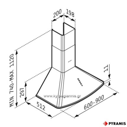 ΑΠΟΡΡΟΦΗΤΗΡΑΣ ΚΑΜΙΝΑΔΑ ΟΒΑΛ 60cm PYRAMIS