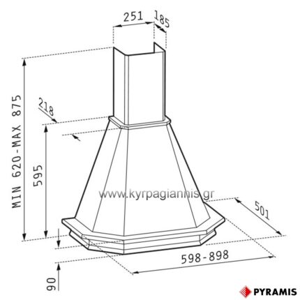 ΑΠΟΡΡΟΦΗΤΗΡΑΣ ΚΑΜΙΝΑΔΑ ΡΟΥΣΤΙΚ 60cm PYRAMIS