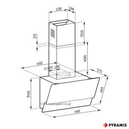 ΑΠΟΡΡΟΦΗΤΗΡΑΣ τζάκι τοίχου LIVELO ECOLINE 60cm PYRAMIS