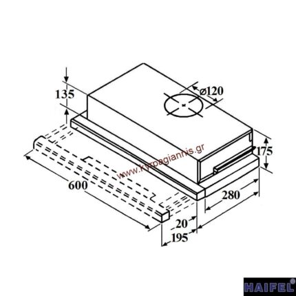 ΑΠΟΡΡΟΦΗΤΗΡΑΣ συρόμενος 60cm HAIFEL inox
