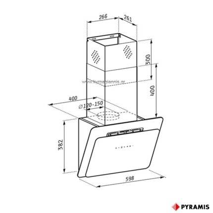 ΑΠΟΡΡΟΦΗΤΗΡΑΣ VETRIO white 60cm τοίχου PYRAMIS