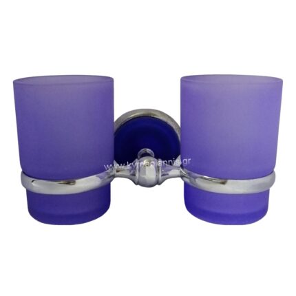 ΑΞΕΣΟΥΑΡ ΜΠΑΝΙΟΥ ΠΟΤΗΡΟΘΗΚΗ 2πλή γυάλινη ΣΑΝΤΟΡΙΝΗ μπλε