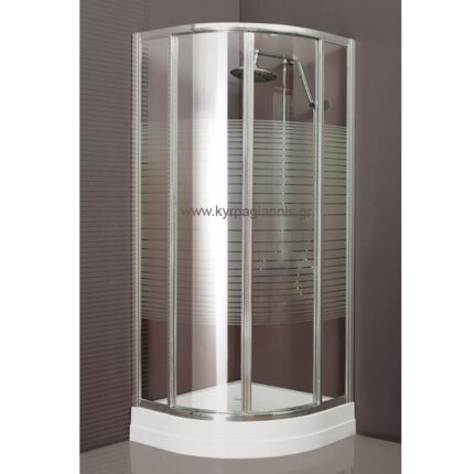 ΚΑΜΠΙΝΑ ΓΩΝΙΑΚΗΣ ΝΤΟΥΖΙΕΡΑΣ JULIA 80x80x175 inox ρίγες αμμοβολής κρυστάλλινη