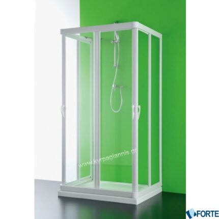 ΚΑΜΠΙΝΑ ΝΤΟΥΖΙΕΡΑΣ MAGLIO 80x80x80x185 FORTE Κρυστάλλινη (Inox Διάφανο)