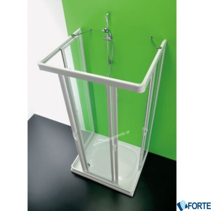 ΚΑΜΠΙΝΑ ΝΤΟΥΖΙΕΡΑΣ MAGLIO 80x80x80x185 FORTE Κρυστάλλινη (Inox Διάφανο)