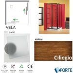 ΚΑΜΠΙΝΑ ΝΤΟΥΖΙΕΡΑΣ VELA 70x70x185 FORTE Κρυστάλλινη (Καρυδί-Σαγρέ)