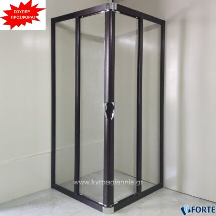 ΚΑΜΠΙΝΑ ΝΤΟΥΖΙΕΡΑΣ VELA 90x90x185 FORTE Κρυστάλλινη (Wenge-Διάφανο)