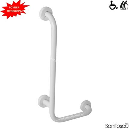 ΛΑΒΗ ΜΠΑΝΙΕΡΑΣ ΤΟΙΧΟΥ ΓΩΝΙΑΚΗ & ΚΑΘΕΤΗ λευκή 80x60 ΑΜΕΑ Sanitosco (25EK04B3B)