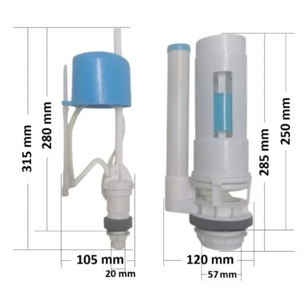 Μηχανισμός Καζανακίου 2πλός Kronos plus με παροχή νερού από κάτω