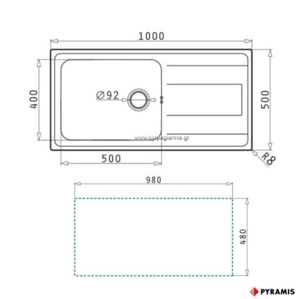 ΝΕΡΟΧΥΤΗΣ ΕΝΘΕΤΟΣ ALEA (1B 1D) PYRAMIS 100x50