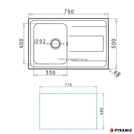 ΝΕΡΟΧΥΤΗΣ ΕΝΘΕΤΟΣ ALEA (1B1D) PYRAMIS 79x50