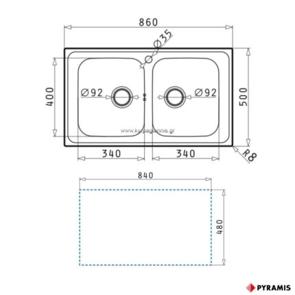 ΝΕΡΟΧΥΤΗΣ ΕΝΘΕΤΟΣ ALEA (2B) PYRAMIS 86x50
