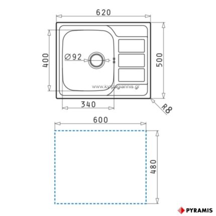 ΝΕΡΟΧΥΤΗΣ ΕΝΘΕΤΟΣ ATHENA(1B 1D)PYRAMIS 62x50