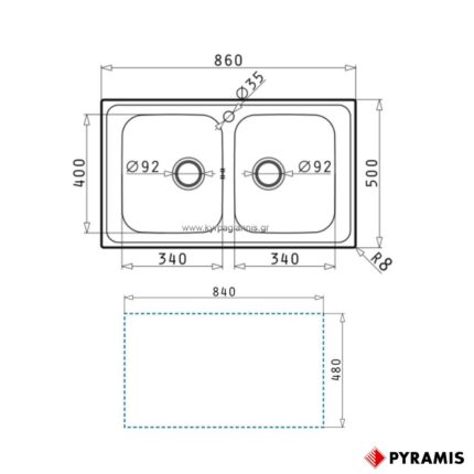 ΝΕΡΟΧΥΤΗΣ ΕΝΘΕΤΟΣ ATHENA EXTRA (2B) PYRAMIS 86x50