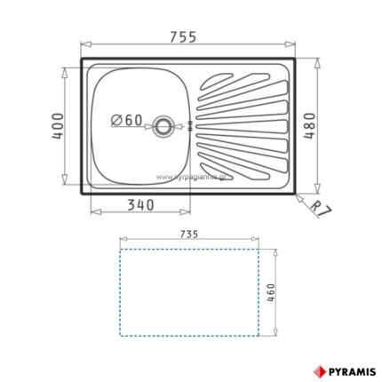 ΝΕΡΟΧΥΤΗΣ ΕΝΘΕΤΟΣ CRETA (1B1D) MARGARITA PYRAMIS 75,5x48