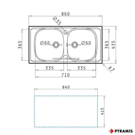 ΝΕΡΟΧΥΤΗΣ ΕΝΘΕΤΟΣ E33/33 PYRAMIS 86x43,5