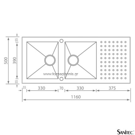 ΝΕΡΟΧΥΤΗΣ ΕΝΘΕΤΟΣ PUNTO QUADRA(10907) 116x50