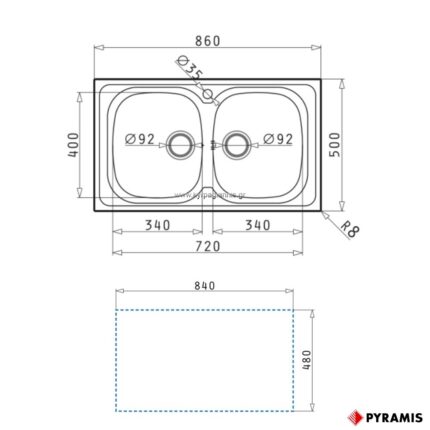 ΝΕΡΟΧΥΤΗΣ ΕΝΘΕΤΟΣ SPARTA(2B)PYRAMIS 86x50