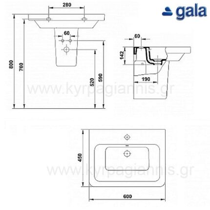 ΣΕΤ ΝΙΠΤΗΡΟΚΟΛΩΝΑ STREET SQUARE 60x45 GALA