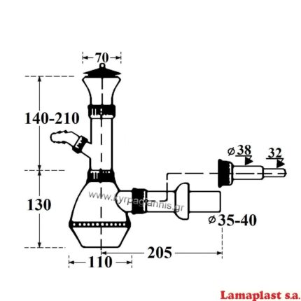 ΣΙΦΟΝ 3FAP κουζίνας με παροχή πλυντήριο (με βαλβίδα)
