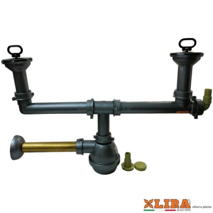 ΣΙΦΟΝ LIRA κουζίνας 2πλό με παροχή πλυντηρίου