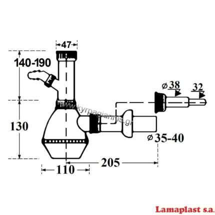ΣΙΦΟΝ No412 κουζίνας με παροχή πλυντήριο (χωρίς βαλβίδα)