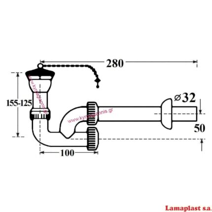 ΣΙΦΟΝ SK-1 νιπτήρος κολωνάτο (με βαλβίδα) lamaplast