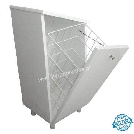 Στηλάκι Μπάνιου Λοξό με καλάθι MDF Αριστερό με λευκή λάκα