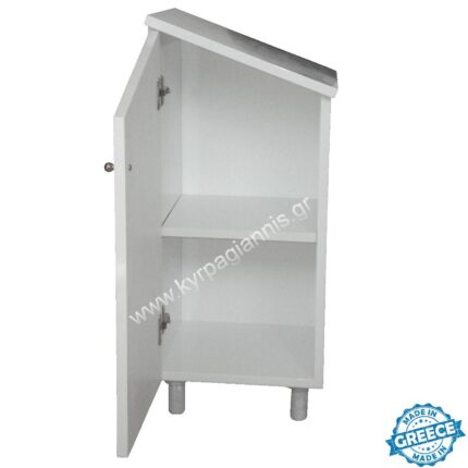 Στηλάκι Μπάνιου Λοξό με ράφι MDF Αριστερό με λευκή λάκα