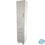 Στήλη Μπάνιου με καλάθι MDF και συρτάρι λευκή λακαριστή με πόμολο δεξί