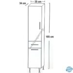 Στήλη Μπάνιου με καλάθι MDF και συρτάρι λευκή λακαριστή με πόμολο δεξί