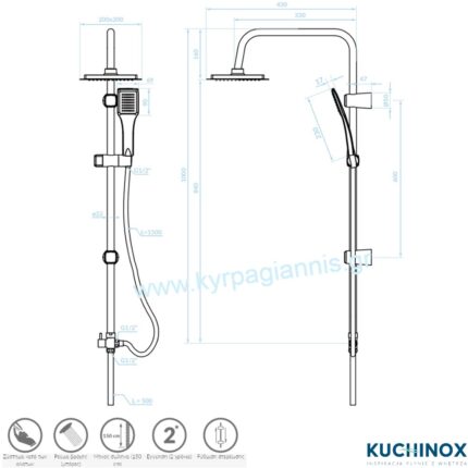 ΣΤΗΛΗ ΝΤΟΥΖ HIRO black 20x20 KUCHINOX (PKH_70KX)