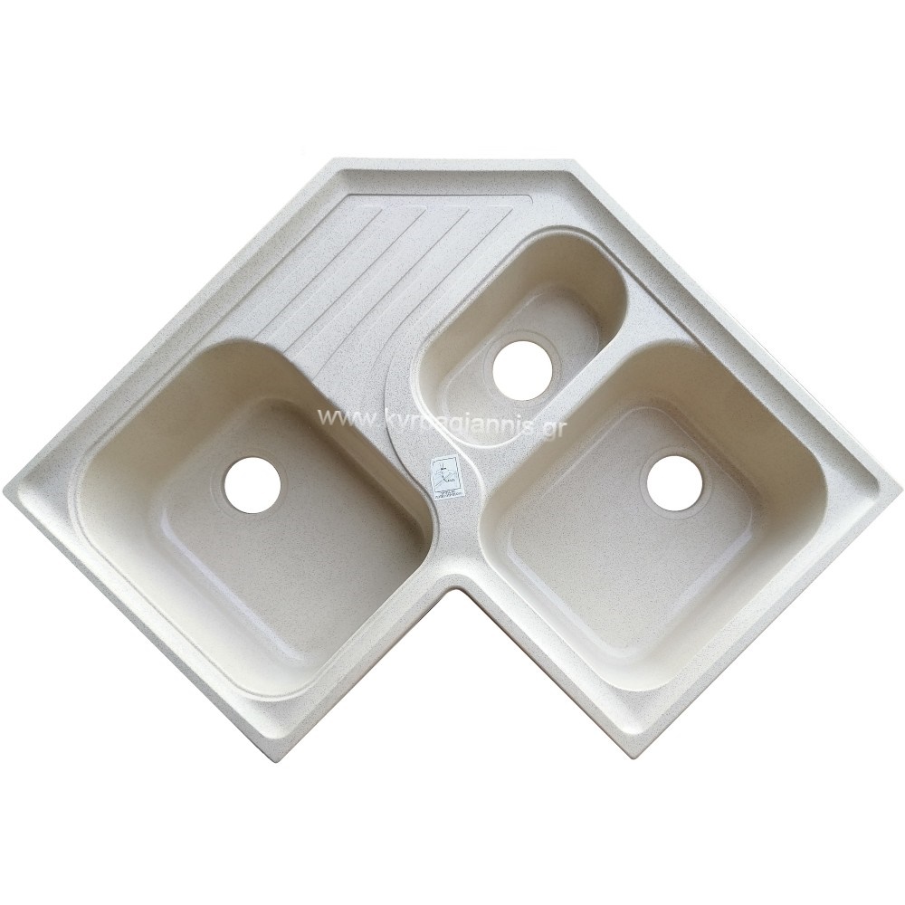 nerochgoniakos grgolden 3plos 815x815x50711 7 02 096 1.jpg Νεροχύτης Κουζίνας 711 Γωνιακός Granite Golden 3πλός 81,5x81,5x50