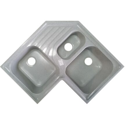Νεροχύτης Κουζίνας 711 Γωνιακός Grey Golden 3πλός 81,5x81,5x50 Συνθετικός Γρανίτη