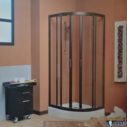 ΚΑΜΠΙΝΑ ΓΩΝΙΑΚΗΣ ΝΤΟΥΖΙΕΡΑΣ PONTE 90x90x185 Wenge Διάφανο Κρυστάλλινη