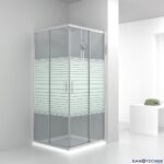ΚΑΜΠΙΝΑ ΝΤΟΥΖΙΕΡΑΣ 90x90x180 Sanotechnik Κρυστάλλινη (Λευκή-Διάφανο με σεριγραφία)