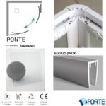 ΚΑΜΠΙΝΑ ΓΩΝΙΑΚΗΣ ΝΤΟΥΖΙΕΡΑΣ PONTE 75x75x185 Inox Διάφανη Κρυστάλλινη