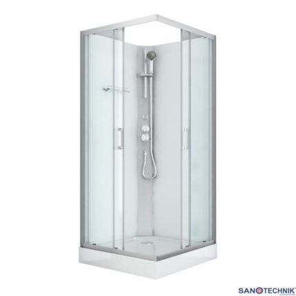 ΚΑΜΠΙΝΑ ΝΤΟΥΖΙΕΡΑΣ 70x70x180 Sanotechnik Κρυστάλλινη (Λευκό-Σαγρέ)