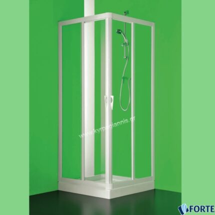 ΚΑΜΠΙΝΑ ΝΤΟΥΖΙΕΡΑΣ VELA 80x80x185 FORTE Κρυστάλλινη (Inox-Σαγρέ)