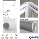 ΚΑΜΠΙΝΑ ΝΤΟΥΖΙΕΡΑΣ VELA 80x80x185 FORTE Κρυστάλλινη (Inox-Σαγρέ)