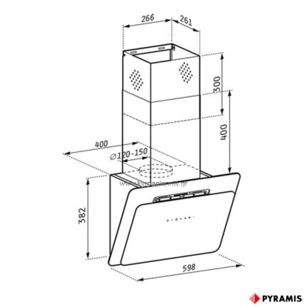 ΑΠΟΡΡΟΦΗΤΗΡΑΣ ΚΑΜΙΝΑΔΑ VETRIO grey 60cm τοίχου PYRAMIS