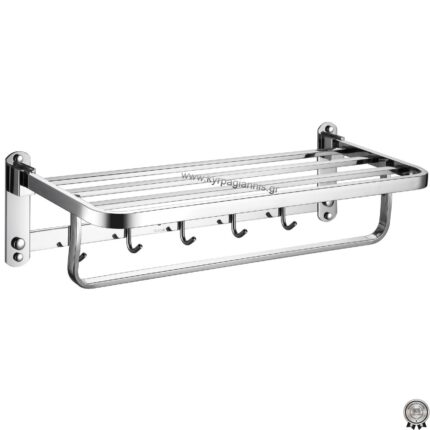 ΠΕΤΣΕΤΟΚΡΕΜΑΣΤΡΑ ΜΠΑΝΙΟΥ LUCKY chrome 60cm με άγγιστρα stainless steel 304