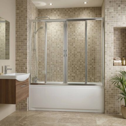 Καμπίνα Μπανιέρας Maestro Centro 230x150 Κρυστάλλινη Inox Διάφανη
