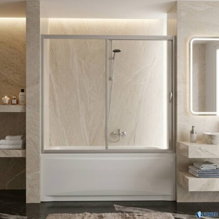 Καμπίνα Μπανιέρας Maestro Due 130x150 Κρυστάλλινη Inox Διάφανη