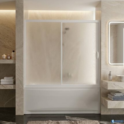 Καμπίνα Μπανιέρας Maestro Due 130x150 Κρυστάλλινη Λευκή Σαγρέ