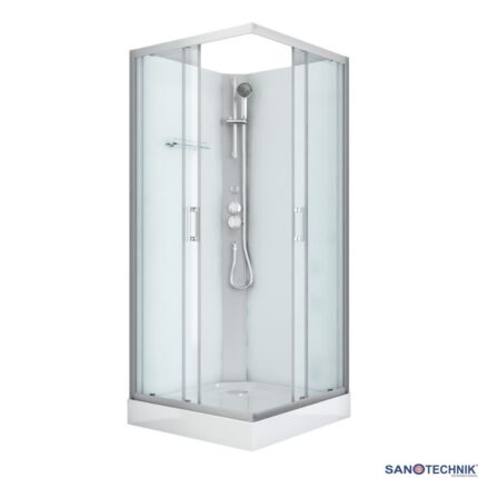 Καμπίνα Ντουζ Sanotechnik 80x80x180 Κρυστάλλινη Ιnox Διάφανη