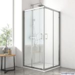 Καμπίνα Ντουζ Sanotechnik 80x80x180 Κρυστάλλινη Ιnox Διάφανη